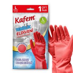 Kafem Temizlik Eldiveni (9-9,5) Large Kırmızı X 200 Paket (Koli)