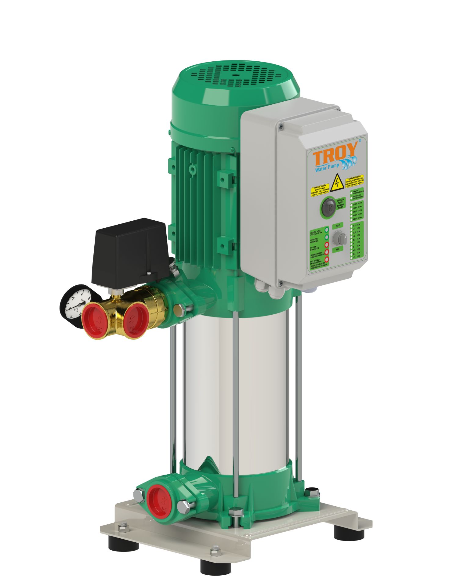 TROY HDHM6 A 2000/8  Tek Pompalı Dikey Kademeli Hidrofor  1,5 Hp , 72 Mss , 4,2 m3/h