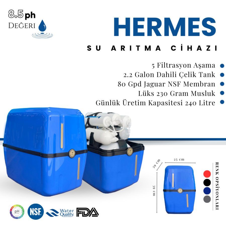 PRADA HERMES 8 Litre Ev Tipi Tezgah Altı Su Arıtma Cihazı (Mavi)