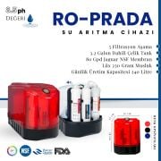 PRADA RO Pompalı 12 Litre Ev Tipi Tezgah Altı Su Arıtma Cihazı (Kırmızı)