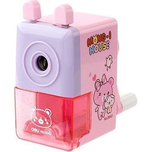 Deli Küçük Boy Masaüstü Kollu Kalemtraş Pembe