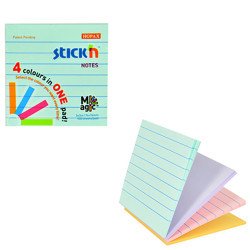 Stickn Magic Çizgili 4'lü Pastel Yapışkanlı Not Kağıdı