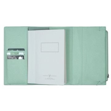 Victoria's Journal Zipco Clutch Yumuşak Koruyuculu Lastikli Fermuarlı Cepli Çizgili Blok Not Defteri / Yeşil