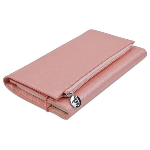 Victoria's Journal Zipco Clutch Yumuşak Koruyuculu Lastikli Fermuarlı Cepli Çizgili Blok Not Defteri / Şampanya