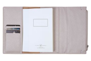 Victoria's Journals Zipco Clutch Yumuşak Koruyuculu Lastikli Fermuarlı Cepli Çizgili Blok Not Defteri / Gümüş