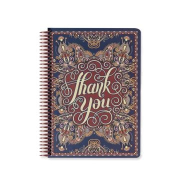 Keskin Color Çizgili Sert Kapak Spiralli Wallart Defter - Thank You