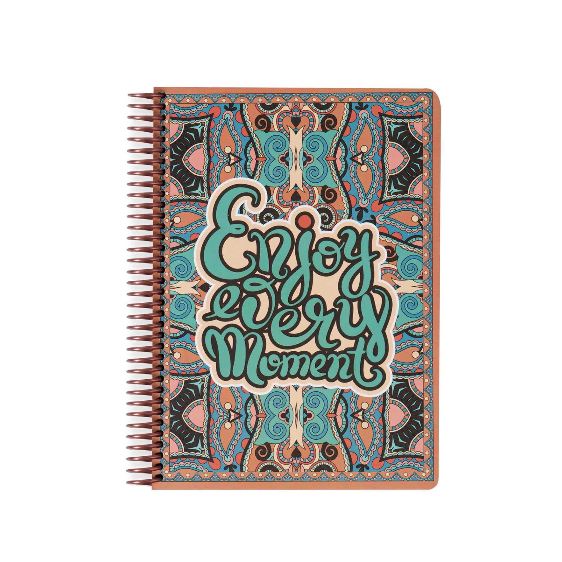 Keskin Color Çizgili Sert Kapak Spiralli Wallart Defter - Enjoy Every Moment