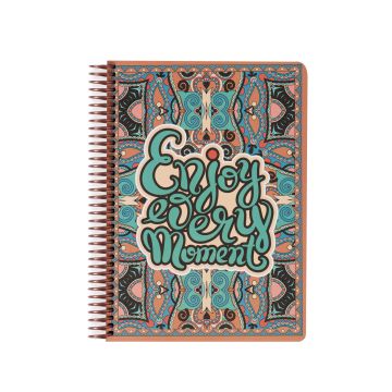 Keskin Color Çizgili Sert Kapak Spiralli Wallart Defter - Enjoy Every Moment