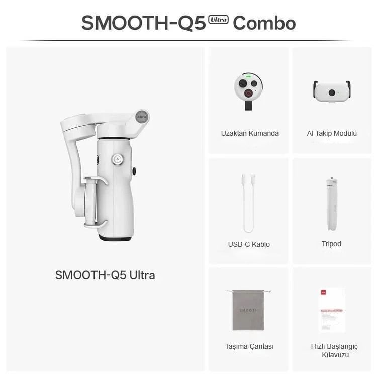 Zhiyun Smooth Q5 Ultra Combo – AI Takip Özellikli Telefon Gimbalı