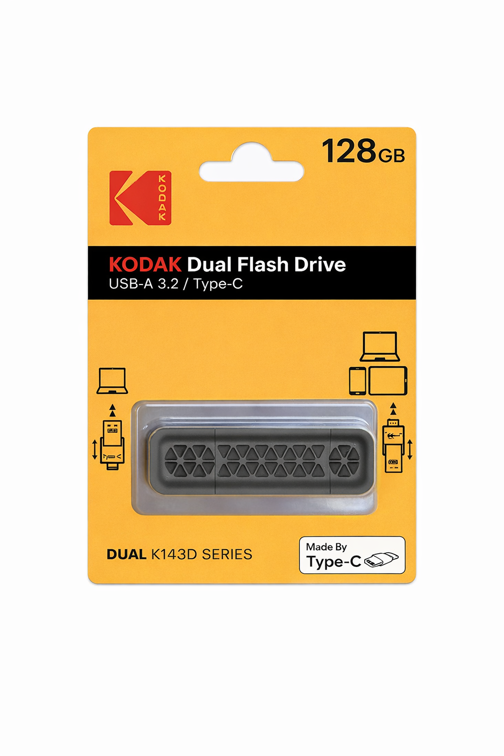 Kodak 128GB 3.2 Gen1 Type-C OTG Usb Bellek (K143D)