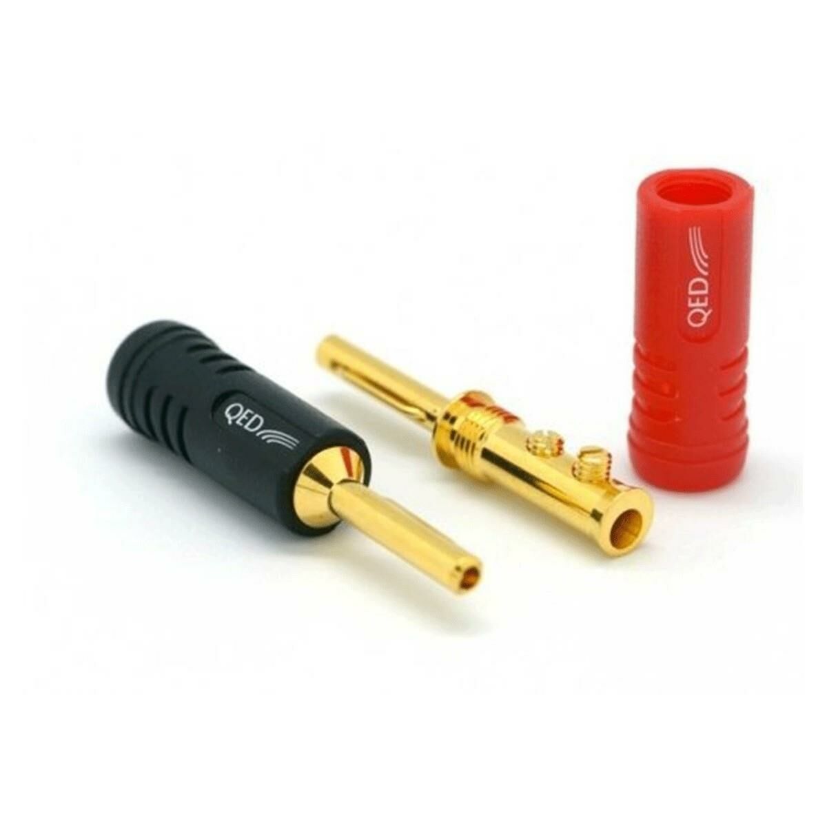 QED QE-1870 Screwloc ABS 4MM Banana Plug 1 Kırmızı + 1 Siyah