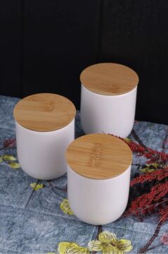 Porter 6 Parça Bambu Vakum Kapaklı Baharatlık Seti 250 ML - Yuvarlak Baharatlık Takımı