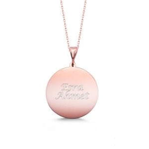 İsimli Gümüş Kolye Plaka Rose