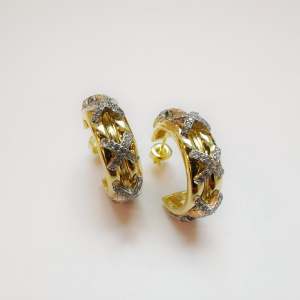 X Bayan Gümüş Küpe Gold Double Color