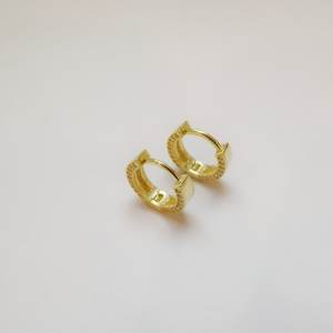 Etrafı Zirkon Taşlı Bayan Halka Küpe Gold