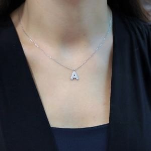 Harf Gümüş Kolye Zirkon Taşlı