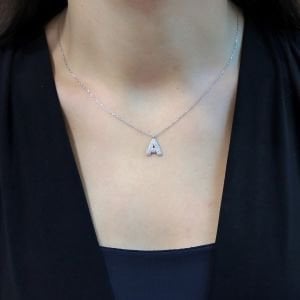 Harf Gümüş Kolye Zirkon Taşlı