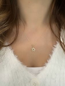 Gümüş Bayan Güneş Kolye Gold