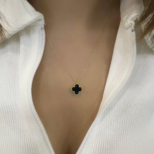 Choice Oniks Taşlı Gümüş Kolye Gold