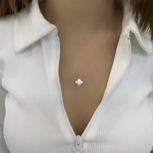 Choice Sedef Taşlı Gümüş Kolye Gold