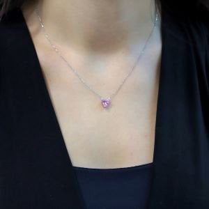 Choice Gümüş Pembe Kalp Kolye