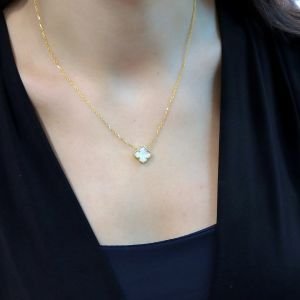 Choice Sedef Taşlı Gümüş Kolye Gold