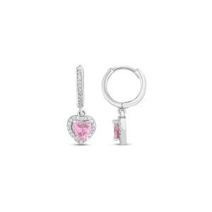 Choice Gümüş Pembe Kalp Küpe Sallantılı