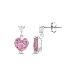 Choice Gümüş Pembe Kalp Taşlı Küpe