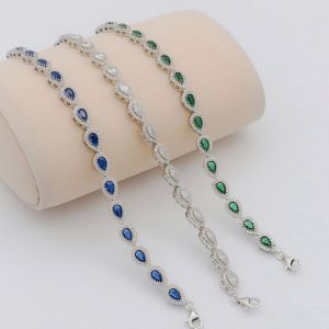 Choice Gümüş Damla Kesim Su Yolu Bileklik Safir