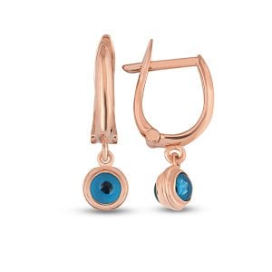 Göz Gümüş Küpe Sallantılı Rose