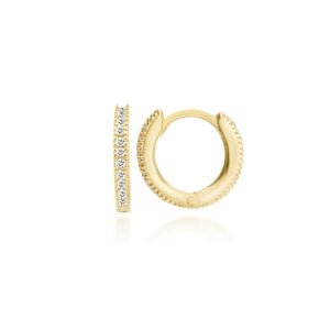 Halka Gümüş Küpe Zirkon Rose Orta Gold