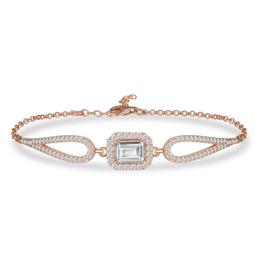 Baget Taşlı Gümüş Bileklik Prenses Kesim Rose