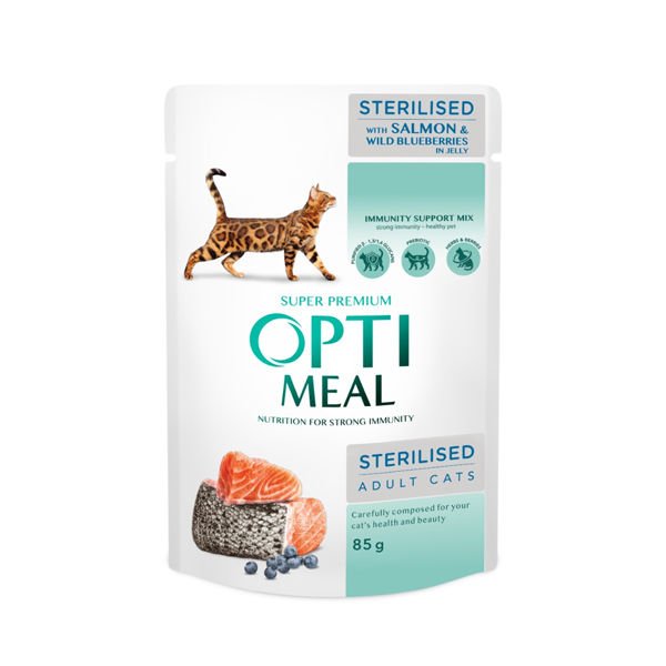 Optimeal Somon Yaban Mersin Jöle Yaş Kısır Kedi Maması 85 Gr