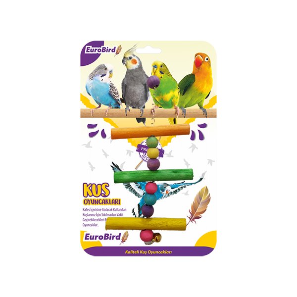 EuroBird Kuş Oyuncağı Üçlü Tahta Merdiven (KY86)