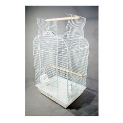 QH Pet Papağan Kafesi Açılır Çatılı Beyaz 47x36x70