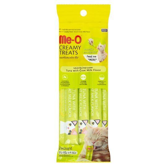 Me-O Meo Creamy Treats Ton Balığı ve Keçi Sütlü Ek Besin ve Kedi Ödülü 4x15gr