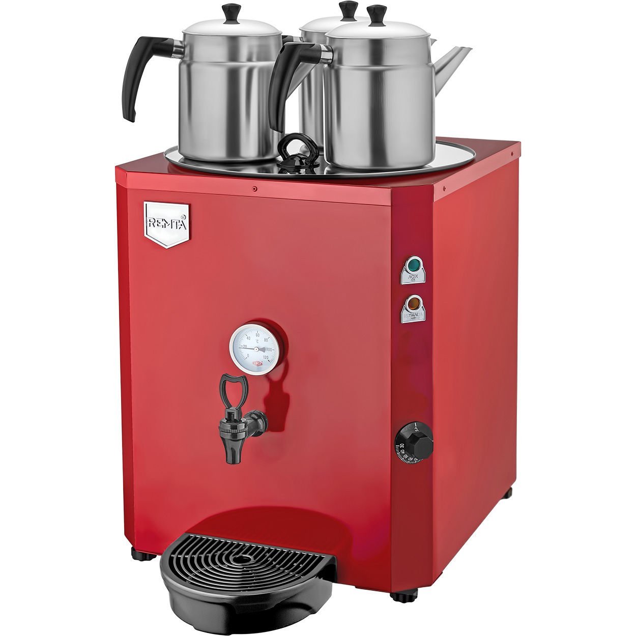 3 Demlikli Jumbo Çay Makinesi 40 lt Şamandıralı (Şebekeden Su Alma)