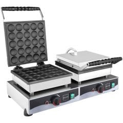 Kapaklı Yuvarlak Çiftli Bubble Pankek Makinesi Elektrikli