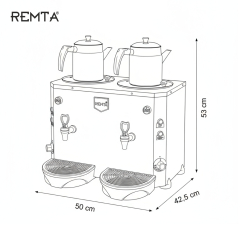 Çift Demlikli Jumbo Çay Makinesi 9+9 lt - DE15