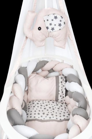 TommyBaby Masal Sepet Beşik Ahşap Beşik Örgülü Uyku Setli Doğal Ahşap Beşik