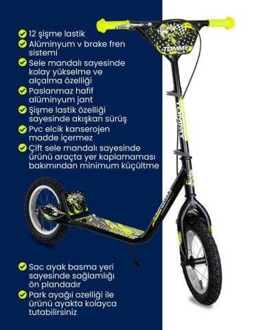 Tommybaby İkon 12 Jant Çocuk Scooter