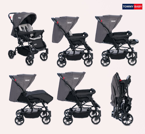 TommyBaby Elegant Çift Yönlü Bebek Arabası Puset GRİ