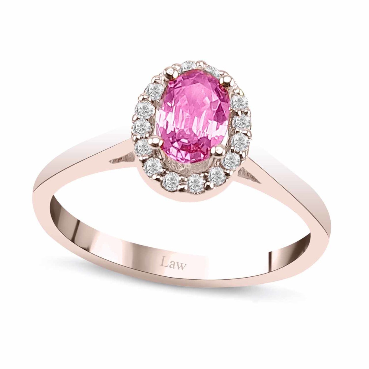 0,60 Karat Pırlanta Pink Safir Crispy Yüzük F Renk