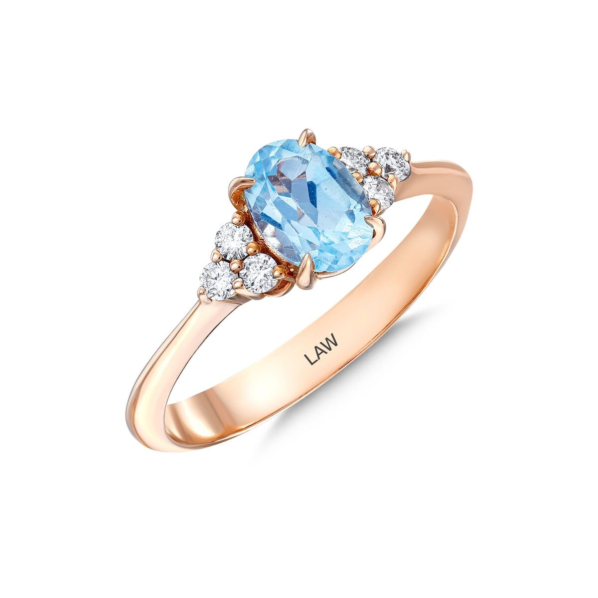 0,12 Karat Pırlantalı Blue Topaz Yüzük