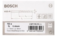 Bosch HSS-R 3,4*70 mm 10'lu Paket