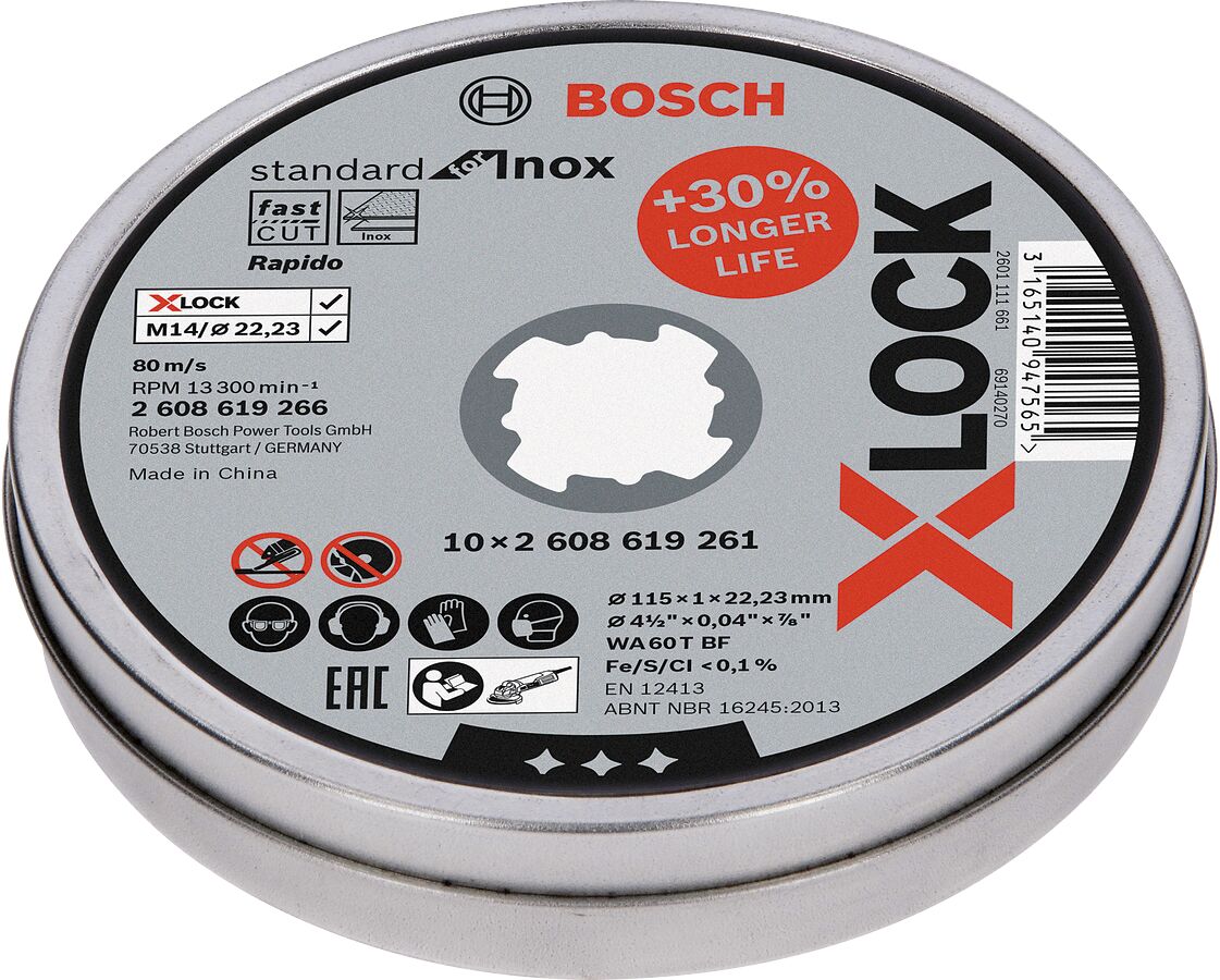 Bosch X-LOCK SDInoxR KesmeTaşı115*1mmDüz10'lu
