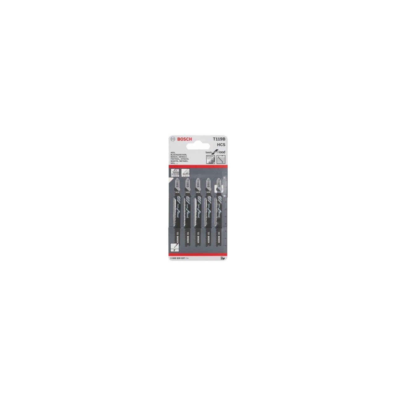 Bosch - Ekonomik Seri Ahşap İçin T 119 B Dekupaj Testeresi Bıçağı - 5'Li Paket