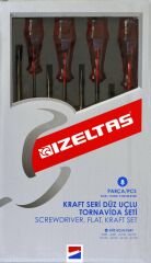 İzeltaş Kraft Seri Düz Uçlu Tornavida Seti (8 parça)