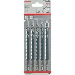 Bosch - Hızlı Kesim Serisi Ahşap İçin T 344 D Dekupaj Testeresi Bıçağı - 5'Li Paket