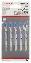 Bosch - Kırılmaya Karşı Dayanıklı Seri Metal İçin T 118 EOF Dekupaj Testeresi Bıçağı - 5'Li Paket